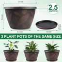11 inch Plant Pot, 3 Pack Large Pots for Plants, Flower Pots with Drainage Hole & Saucer, Modern Planters for Indoor Outdoor Plants, Decorative Plastic Garden Pots (Copper)