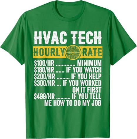 Funny Classic Car Hourly Set for HVAC Technicians T-Shirt, Green, Large