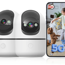Indoor Security Camera 2 Packs, 2K 5G WiFi Baby/Pet/Dog/Nanny Cameras for Home Security, 360 PTZ Security Cameras with US Servers Phone App, 911 OneTap Call,AI Smart Detection,2 Way Talk,Privacy Mode