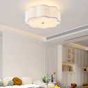 17.7" Semi Flush Mount Ceiling Light Fixture, 3-Light Modern Close to Ceiling Light with Fabric Flower-Shaped Shade, Light Fixtures Ceiling Mount for Bedroom Nursery(Gold)
