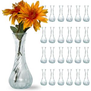Glass Bud Vases in Bulk Set of 24, Small Glass Vases for Flowers Mini Clear Bud Vases for Centerpieces Vintage Vases for Wedding Home Table Decorations
