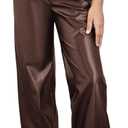 MakeMeChic Girl's PU Leather Straight Leg Pants High Waisted Zip Fly Y2K Trousers Streetwear