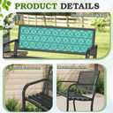 44" Outdoor Garden Bench, Iron Metal Frame Patio Bench with Backrest and Armrests, Weatherproof Anti-Rust Outdoor Bench for Front Porch, Park, Yard, Patio (411-Black)