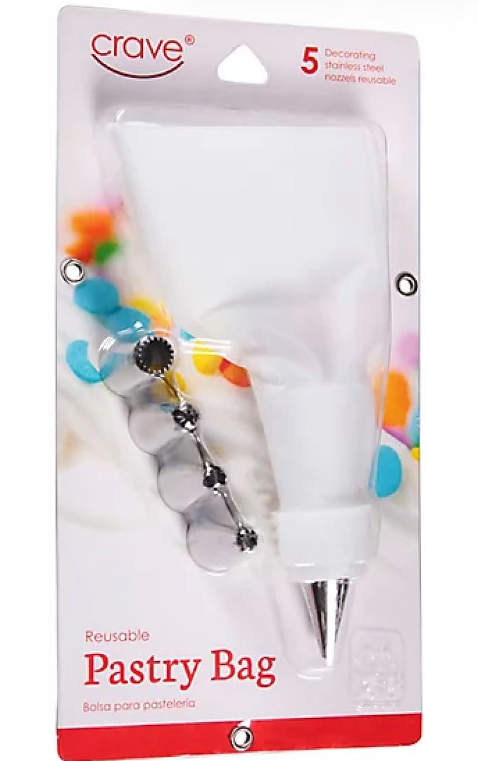 Crave Pastry Bag with Five Different Stainless Steel Nozzles for Precision, 1-pack