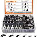 ISPINNER 52pcs Cable Clamps Assortment Kit, 304 Stainless Steel Rubber Cushion Pipe Clamps in 6 Sizes 1/4" 5/16" 3/8" 1/2" 5/8" 3/4"