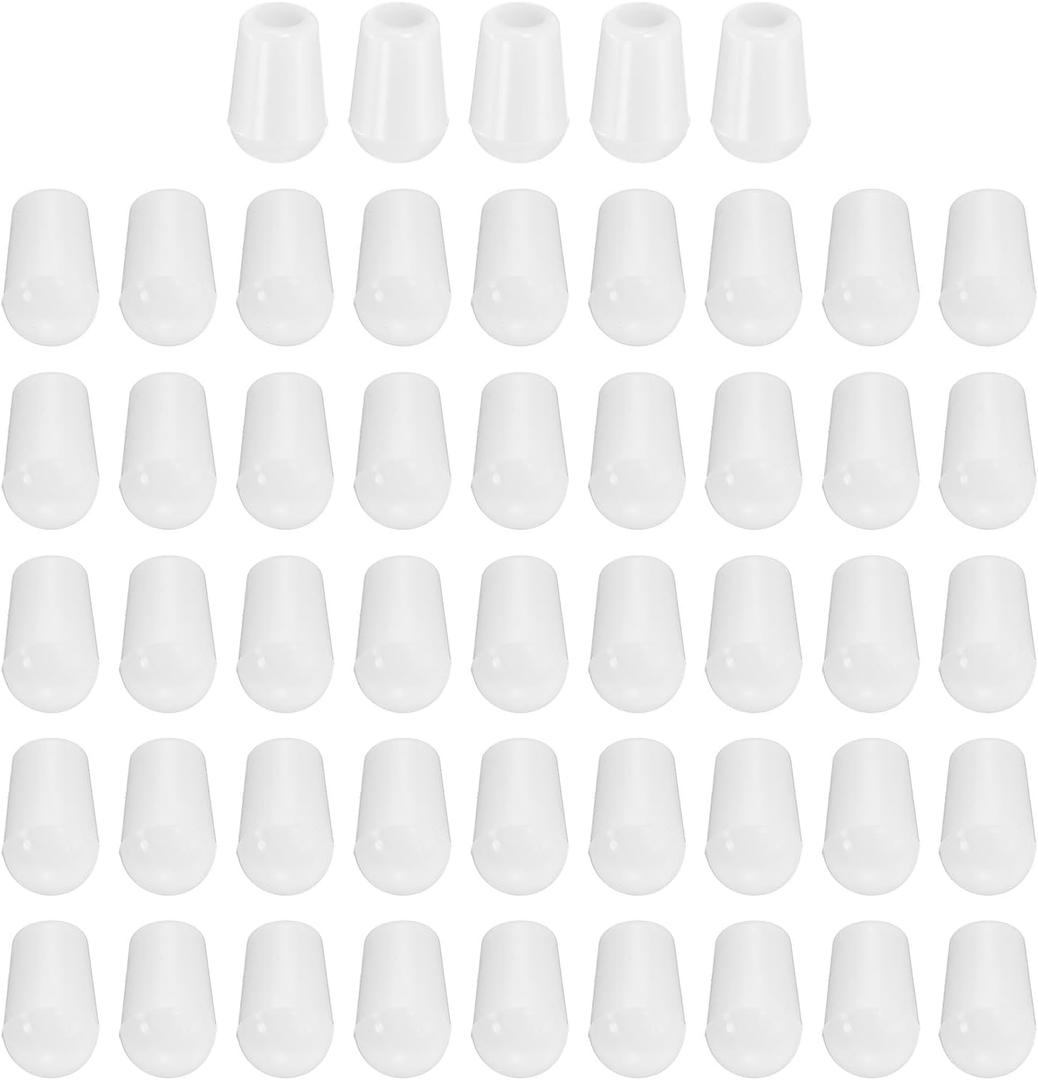 uxcell 50 Pcs Rubber End Caps, 2.5mm Flexible Round Tube Bolt Cap Cover Screw Thread Protectors for Ends of Hooks Hanger Furniture Bolts Screws Metal Tube, White