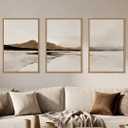 Ausril Netural Abstract Mountain Framed Canvas Wall Art Set -24"X36"X3
Nature Misty Lake Wall Decor Modern Beige Grey Wall Painting Minimalist Landscape Art Prints for Living Room Bedroom Office