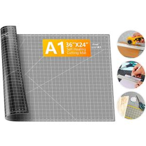 Ecraft Large Self Healing Cutting Mat: 24" x 36" Double Sided 5-Ply Hobby Mat, A1 Rotary Cutting Sewing Mat for Crafts, Fabric,Sewing,Quilting,Scrapbooking,Projects,Grey/Black
