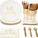 Sparkle and Bash Hello Sweet Baby Shower Supplies, Dinnerware Set (144 Pieces, Serves 24)