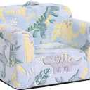 Tiita Kids Sofa, Childrens Couch with Carry Handle, Portable Toddler Foam Sofa Couch, Glow in The Dark Nursery Kids Couch, Lightweight Kids Chair for Playroom, Dorm Room, Small Space, Grey Dinosaur