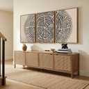 3 Piece Framed Neutral Tree Ring Wall Art for Living Room, Large Beige Black Abstract Canvas Artwork for Walls, Minimalist Prints Paintings for Bedroom Dining Room 24x36 Inch