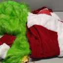 Christmas Costume Adult Men Santa Claus Outfit 7PCS Furry Green Giant Monster Professional Realistic Xmas Cosplay Suit M