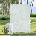 White Flower Wall Backdrop Panels 3.5ft x 4.6ft Artificial 3D Silk Hydrangea Floral Wall Mat Wedding Background for Bridal Shower Birthday Party Photo Decor