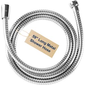 59" Shower Hose Replacement Handheld Kink Free Stainless Steel Shower Head Wand Hose Extension Extra Long with Brass Insert and Nut, Durable & Flexible for Pet Bathing Cleaning