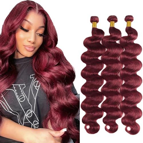 #99J Burgundy Bundles Human Hair Wine Red Body Wave Human Hair Bundles 22 24 26 Inch SeeGovie Unprocessed Brazilian Virgin Hair Color 99J Body Wave Bundle Human Hair Extensions 3 Bundle 150 Gram