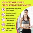 Apple Cider Vinegar Gummies, Keto ACV Gummies for Women and Men, Apple Cider Vinegar Supplement with Green Tea, B12, Probiotic for Detox Cleanse, Metabolism & Digestive Health, Vegan - 2 Months Supply