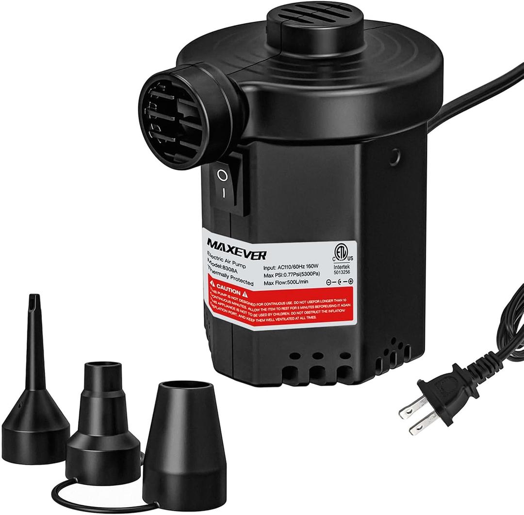Air Pump Electric for Pool Inflatables: MAXEVER Portable Inflator Deflator for Outdoor Camping - 110V~120V