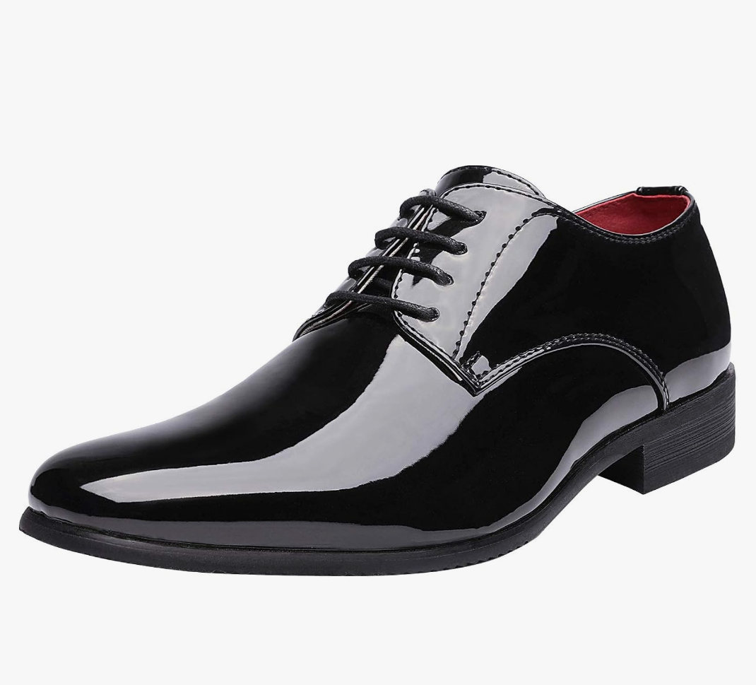 Bruno Marc Men's Faux Patent Leather Tuxedo Dress Shoes Classic Lace-up Formal Oxford, 9