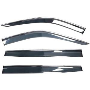 FREEMOTOR802 Tape-on Visors Fits 2020-2025 Toyota Highlander, Chrome Trim | Smoke Tinted, Premium Polycarbonate (PC), Rain Guards Side Window Wind Deflectors Vent Visors, 4-Piece
