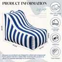Briwooody Boat Bean Bag Chair Waterproof Outdoor Beanbag Chair Patio Lounge Comfy Lazy Sofa Couch Seating for Boat, Pool, Marine Balcony (Blue,White), 36x30x28 inches