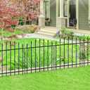 Metal Garden Fence 26 in H x 12 ft L, 6 Panels + 7 Stakes Border Dog Fence Panels Animal Barrier, No Dig Garden Fencing for Yard Patio Flower Bed Lawn Outdoor, Arch Black