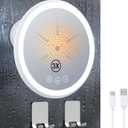 Gospire 3X Magnifying Heated Shower Mirror Fogless for Shaving, 5000mAh Battery, 360 Swivel & Magnetic Design, 8.3 Anti-Fog Shower Shaving Mirror with 3 Color Lights, Includes 2PCS Adhesive Hooks (White)