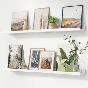Picture Ledge Shelf, Floating Shelves for Wall, 44" W Set of 2, White