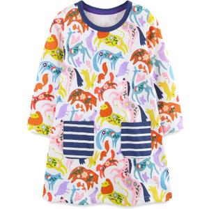 Bumeex Toddler Girl's Long Sleeve Dresses 2-7Y