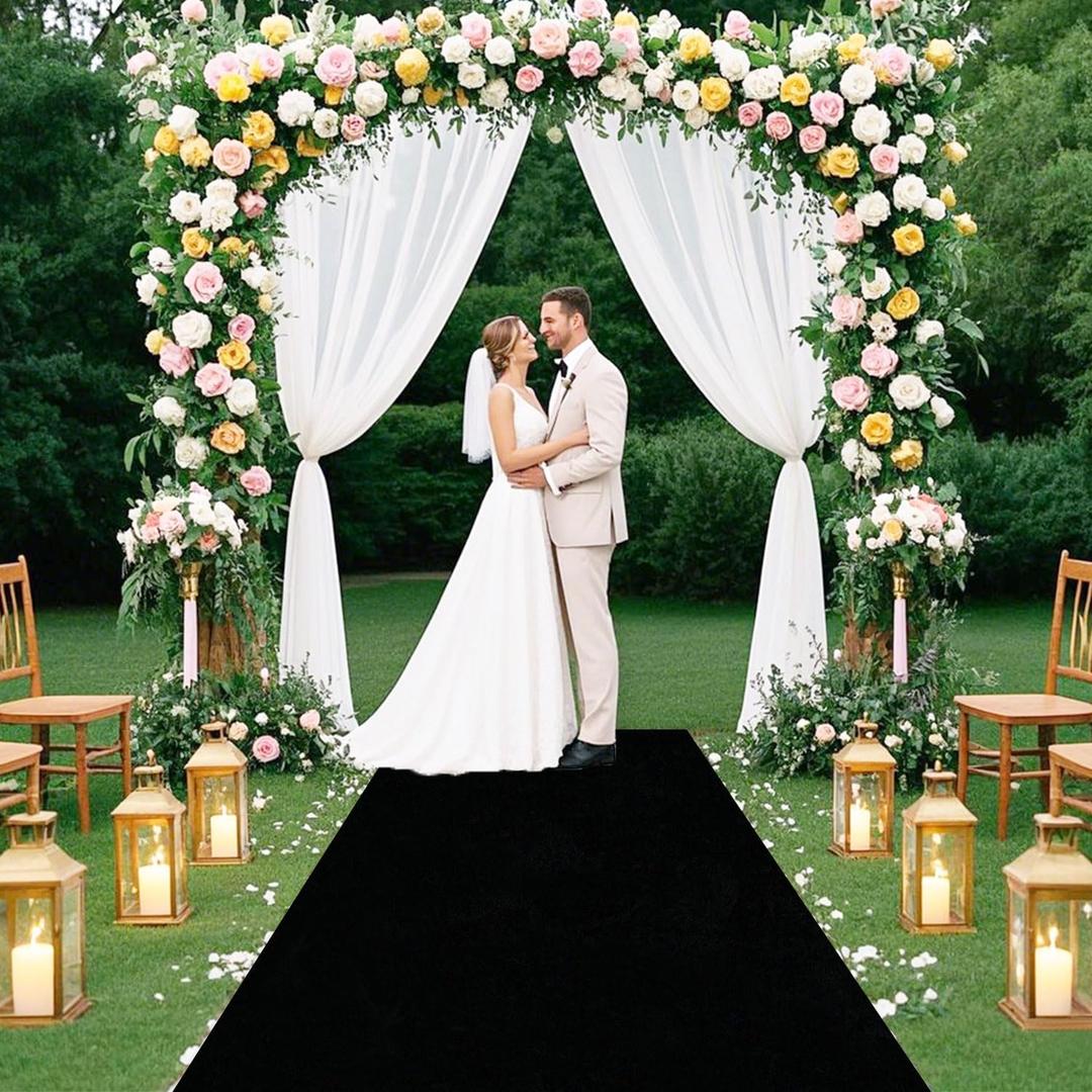 FUHSY Black Aisle Runner for Wedding Ceremony 2FTx15FT Party Carpet Rug Aisle Runner Velvet Aisle Runway for Events Aisle Floor Wedding Runner Prom Aisle Runner Outdoor Indoor Wedding Walkway Runner