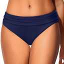 Zmart Women Full Coverage Ruched Bikini Bottoms Tummy Control Swim Bottoms Scrunch Ruffle Bathing Suit Bottom (Blue, M)