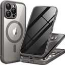 BERFY for iPhone 13 Pro Max Case, Compatible with MagSafe, Built-in Privacy Screen Protector and Camera Protection, Anti-Spy Full Body Shockproof Phone Case for 13 Pro Max 6.7", Clear Grey