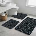 Blotixn 3PCS Absorbent Bath Mat, Quick Dry Non Slip Bath Rug, Black