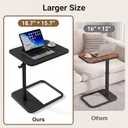 YUHFERA Large TV Tray Table, C-Shaped Side Table with Adjustable Height & Rounded Corners, Snack Table for Couch, Bed or Recliner, for Laptop, Eating & Working, Black, 1pcs