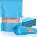 FireKylin 100 Pack Smell Proof Bags 4.7" x 7.9", Resealable Bags with Matte Window, Foil Pouch Stand Up Sealable Bags for PackagingBlue