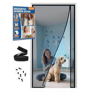 CANLENE Magnetic Screen Door Left Right Side Opening Polyethylene Terephthalate Mesh Greater Than Fiberglass and Polyester Easy Install, Black, Screen 34"x80"
