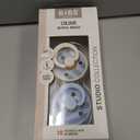 BIBS Pacifiers - Studio 2 Pack | Round Nipple Baby Pacifier | BPA Free Natural Rubber Latex Soother | Made in Denmark | Size 0+ Months | Block Baby Blue Dusty Blue