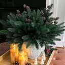 Ivydale 14Pcs Faux Pine Branches Norfolk Stem for Christmas Decoration, Artificial Greenery Plants Pine Needles with Pinecones for Table DIY Home Winter Indoor Vase Real Touch Christmas Decorations