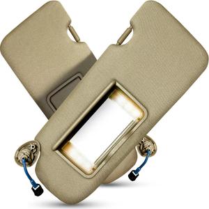 Left Driver & Right Passenger Side Sun Visor for Honda CRV 2017 2018 2019 2020 2021 2022 Replace 83280-TLY-H11ZB with Vanity Light/with Makeup Mirror (Beige)