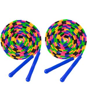 Double Dutch Jump Rope 16 Ft 2 Pack, Long Jump Rope for Kids Adults, Skipping Rope Soft Beaded Multiperson (Blue)