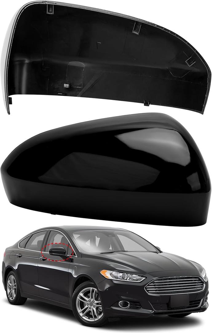 Passenger Side Mirror Cover Replacement for Ford Fusion 2013 2014 2015 2016 2017 2018 2019 2020 2021 2022 - Right Side Mirror Covers, Rear View Mirrors Cap Accessories Without Lamp, Black