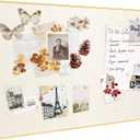 Fabric Bulletin Board 40x30 inches, Golden Aluminum Framed Wall Pin Board