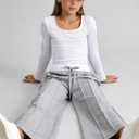 Tween Girl Clothes 2 Piece Ribbed Ruched Top and Wide Leg Pants Set Size 7-14 Years