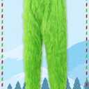 Christmas Costume for Men Adult Santa Claus Suit 7PCS Green Furry Monster Deluxe Xmas Halloween Cosplay Outfit