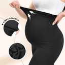 Ipletix Maternity Capris Leggings with Pockets Over The Belly, Yoga Workout Pants for Pregnancy & Postpartum