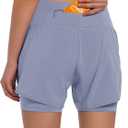 Ksmien Women's 2 in 1 Running Shorts - Lightweight Athletic Workout Gym Yoga Shorts Liner with Phone Pockets, Large
