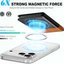 TUCCH for Magsafe Card Holder with Clear ID Window, Fit 6 Cards, RFID Blocking PU Leather Magnetic Phone Wallet for iPhone 17/16/15/14/13/12/Plus/Air/Pro/Pro Max Series, Textured Black & Light Brown