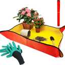 Repotting Mat for Plant Transplanting, Waterproof Potting TrayPortable Gardening Mat for Succulent Pots, 39 x 30 Inch Protect Nail Gloves, Best Gifts for Gardeners