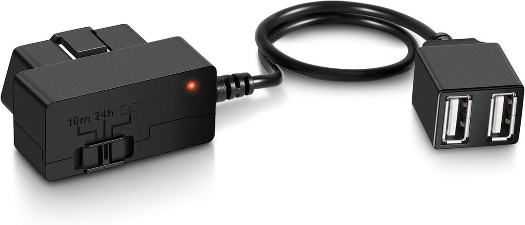 Constant Power Cable for Garmin Dash Cam, OBD-II Port Adapter with Dual USB for Car Charging, Supports Multiple Parking Modes