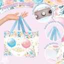 3 x Gender Reveal Gift Bag Blue Pink Boy or Girl Paper Bag with Wrapping Paper Card What Will Baby Be Party Decoration Ballon Treat Candy Bag for Baby Shower Gender Reveal Birthday Party Supplies