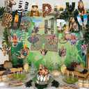 Safari Animals Party Decorations Jungle Birthday Party Decor Supplies Includes Happy Birthday Banner Animals Hanging Swirls Zoo Animals Honeycomb Centerpiece Fox Birthday Party Supplies